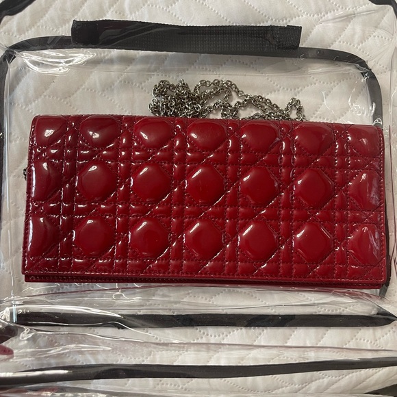 Dior Red Quilted Clutch with Iconic Cannage Pattern - Picture 8 of 10